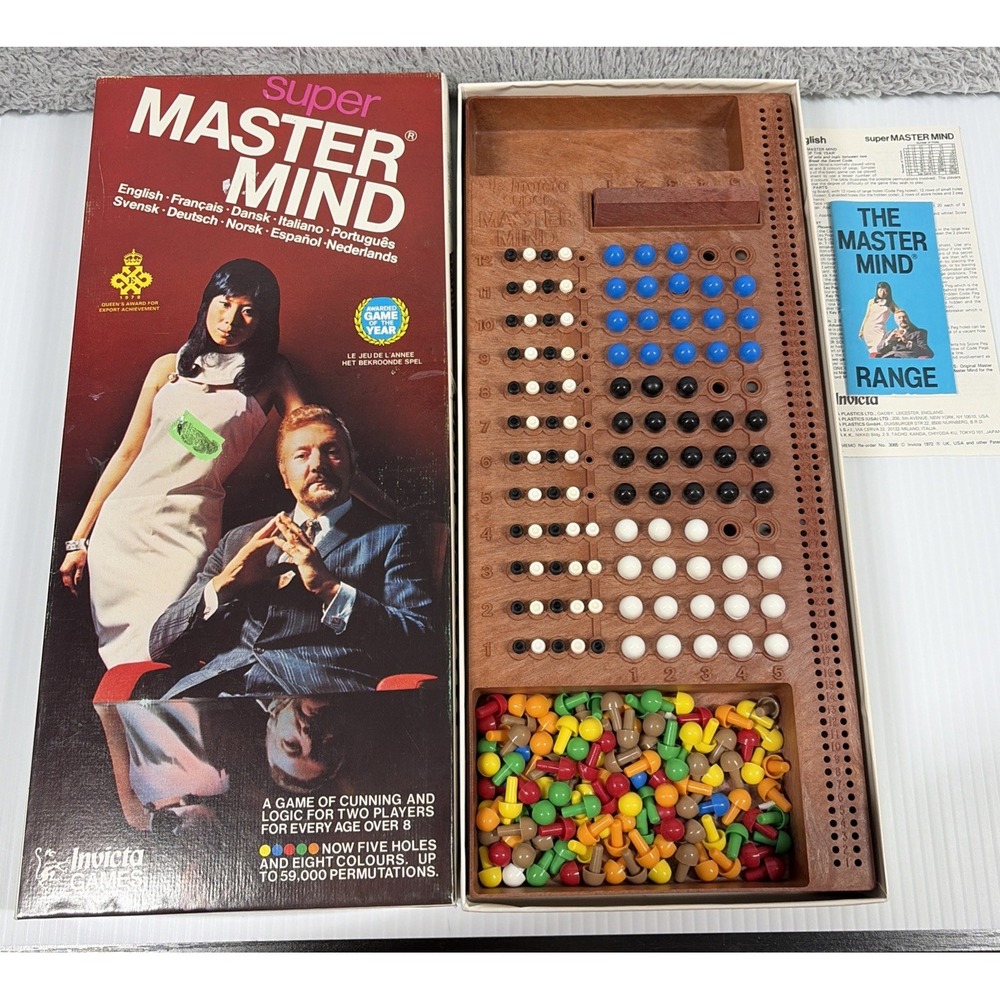 VINTAGE 70s Super Mastermind Invicta Board Game Code Breaking Complete #3065